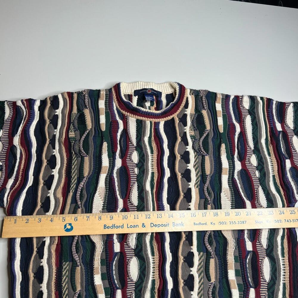 Vintage Cotton Traders Cosby Style Sweater L 100% Cotton Colorful 90s Coogi Look - Picture 6 of 11